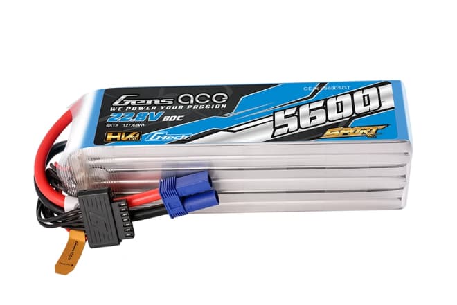 Gens ace 5600mAh 6S 80C 22.8V(HV) Lipo Battery | EC5 Plug | Sport
